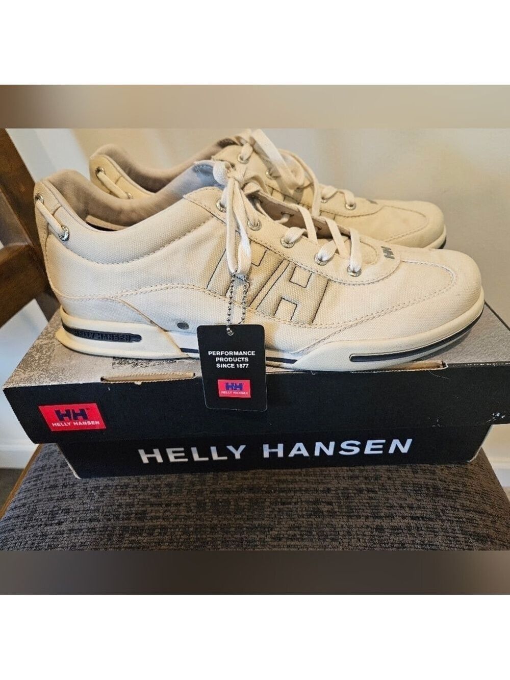 HELLY HANSON MEN'S LATITUDE 60 OYSTER LACE-UP CANVAS SNEAKERS SIZE 9.5